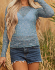 Floral Mesh Long Sleeve Top