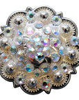 Western Screw Back Concho Ab Crystals Round Saddle Bling Cowgirl