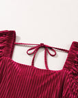 Velvet Tie-Back Square Neck Babydoll Dress