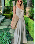 MASON'S DAUGHTER | Sophia Maxi Skirt, Brown & Ivory Dobby Striped