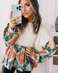 Paisley Geometric Patchwork Long Sleeve Top