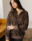 Leopard Corduroy Quarter-Zip Sweatshirt