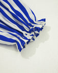 Stripe Balloon Sleeve Button-Up Shirt