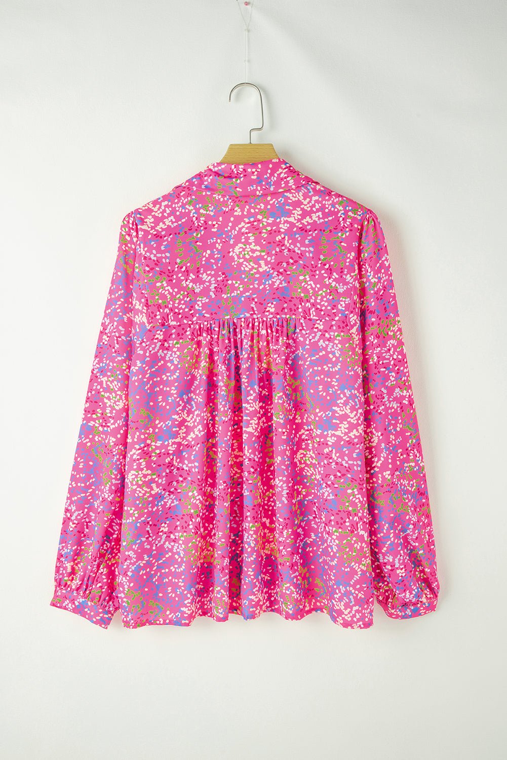 Abstract Collared V-Neck Babydoll Blouse