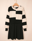 Stripe Knit Colorblock Sweater Mini Dress