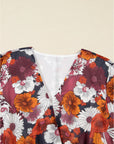 Floral Wrap V-Neck Puff Sleeve Mini Dress