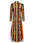 Baha Ranch Colores De Mexico Southwestern Aztec Serape Long Sleeve Shirt Dress Duster