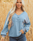 Madison Exposed Seam Waffle Baggy Pullover