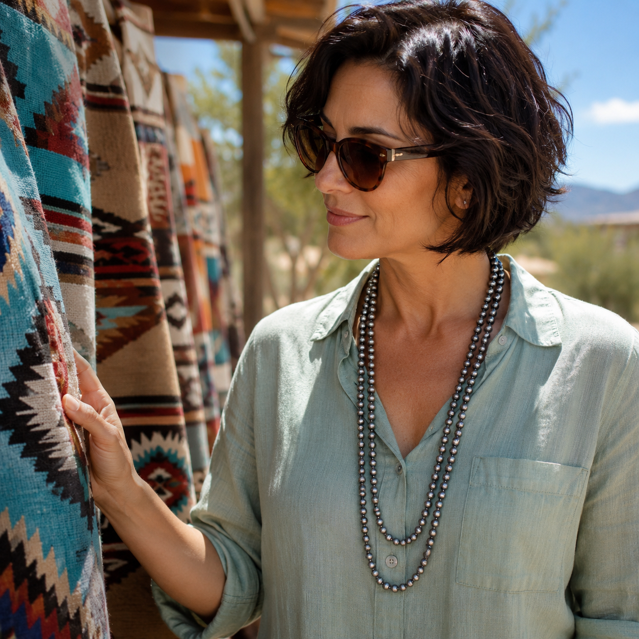Silver Fashion Navajo Pearl Necklace