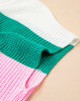 Plus Size Stripe Colorblock V-Neck Sweater