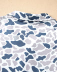 Plus Size Camo Quarter Zip Kangaroo Pocket Sweatshirt