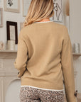 Ava Cuff Contrast Trim Sweater
