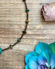 14” Bronze Seed Bead Necklace with Real Turquoise rondelle