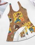 Baha Ranch Vintage Cowgirl Collage Skirted Swim Suit