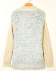 Colorblock Open Front Pocketed Cardigan