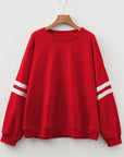 Plus Size Varsity Stripe Crew Neck Sweatshirt
