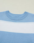 Stripe Colorblock Knitted Short Sleeve T-Shirt