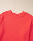 Corded Knit Long Sleeve Top and Shorts Set