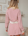 Stripe Cropped Pullover and Bubble Mini Skirt Set
