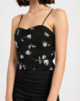 MIXED MEDIA SATIN SPAGHETTI STRAP TOP