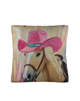 Pink Cowgirl Horse Pillow Case Eighteen By Eighteen Inches Soft Polyester Decorative