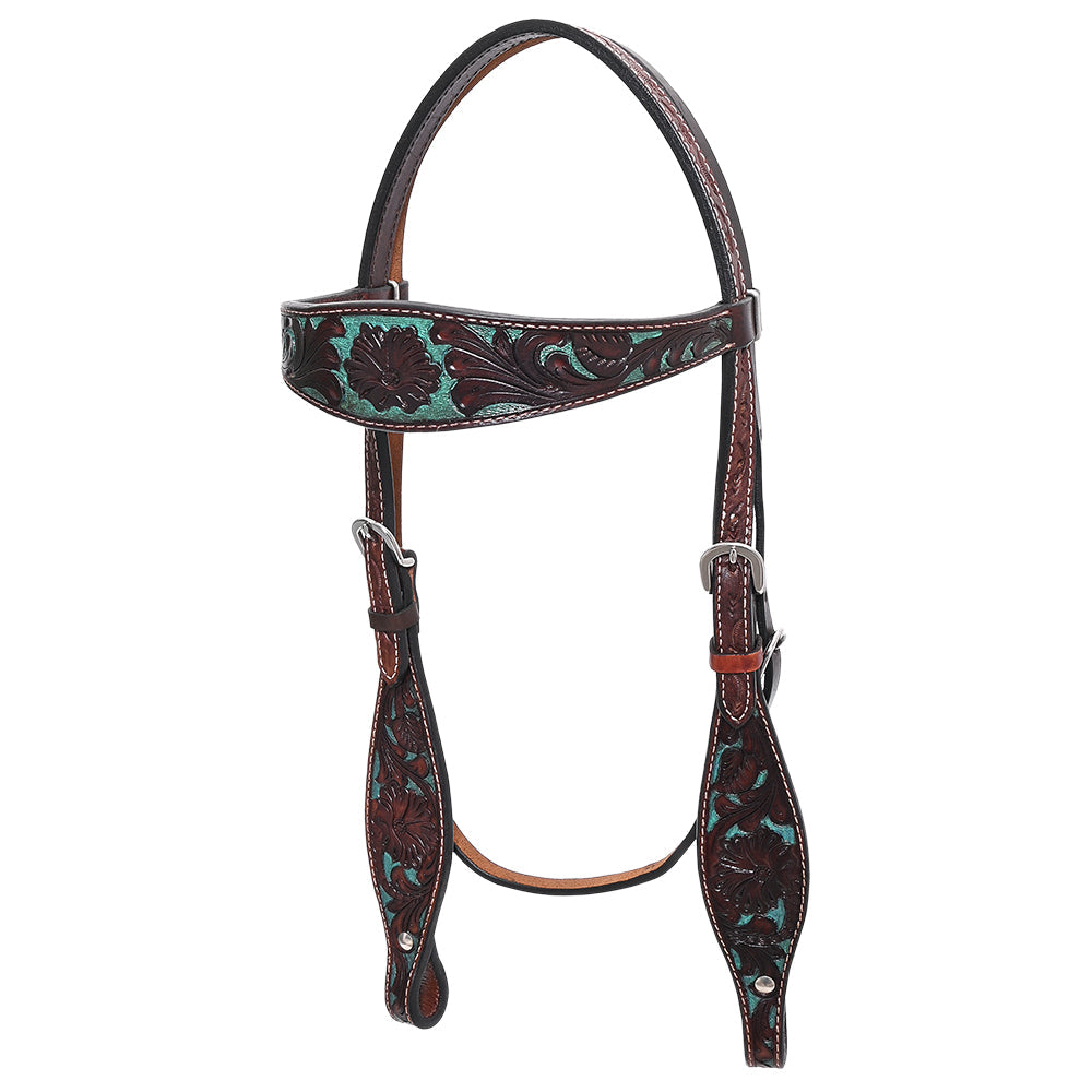 Western Horse Headstall &amp; Breast Collar Tack American Leather Dark Brown Hilason