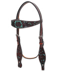 Western Horse Headstall & Breast Collar Tack American Leather Dark Brown Hilason