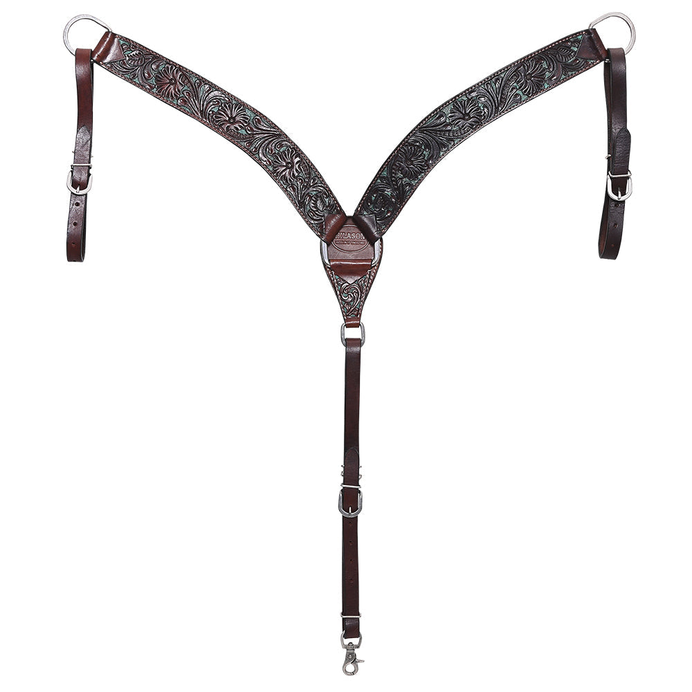 Western Horse Headstall &amp; Breast Collar Tack American Leather Dark Brown Hilason