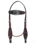 Western Horse Headstall & Breast Collar Tack American Leather Dark Brown Hilason