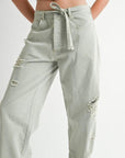 DISTRESSED WIDE LEG PANTS