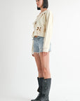 ONE SHOULDER FRENCH TERRY TOP WITH CUTOUT DETAIL