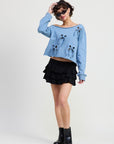 ONE SHOULDER FRENCH TERRY TOP WITH CUTOUT DETAIL