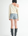 ONE SHOULDER FRENCH TERRY TOP WITH CUTOUT DETAIL