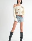 ONE SHOULDER FRENCH TERRY TOP WITH CUTOUT DETAIL