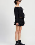 ONE SHOULDER FRENCH TERRY TOP WITH CUTOUT DETAIL