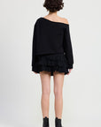 ONE SHOULDER FRENCH TERRY TOP WITH CUTOUT DETAIL