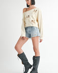 ONE SHOULDER FRENCH TERRY TOP WITH CUTOUT DETAIL