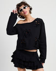 ONE SHOULDER FRENCH TERRY TOP WITH CUTOUT DETAIL