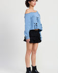 ONE SHOULDER FRENCH TERRY TOP WITH CUTOUT DETAIL