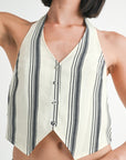 HALTER NECKLINE VEST WITH BACK TIE