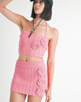 HALTER NECK KNITTED CROPPED TOP