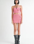 HALTER NECK KNITTED CROPPED TOP
