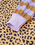 Plus Size Leopard Stripe Patchwork Side Slit Sweatshirt
