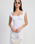 SQAURE NECK MIDI CAP SLEEVE DRESS