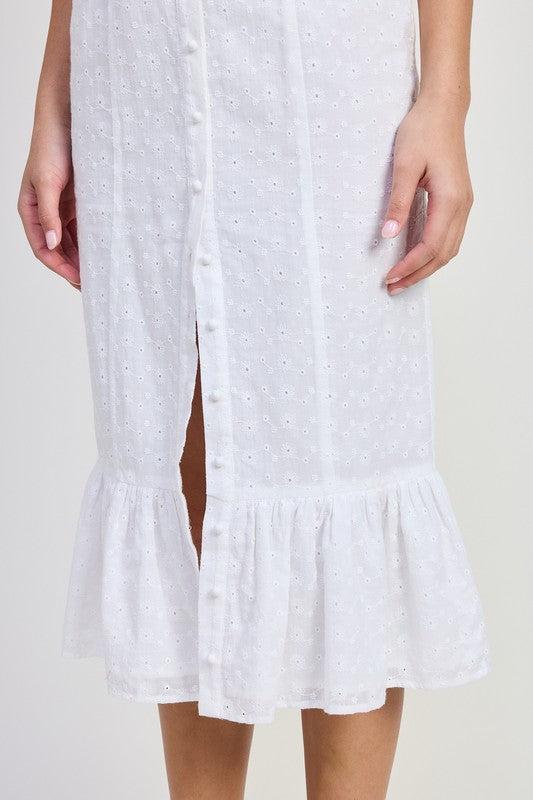SQAURE NECK MIDI CAP SLEEVE DRESS