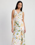 FLORAL MIDI COWL NECK DRESS