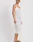 SPAGHETTI STRAP LACE MIDI DRESS