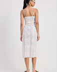 SPAGHETTI STRAP LACE MIDI DRESS