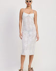 SPAGHETTI STRAP LACE MIDI DRESS