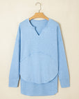 Kahlani Terry Raw Hem Long Sleeve Top